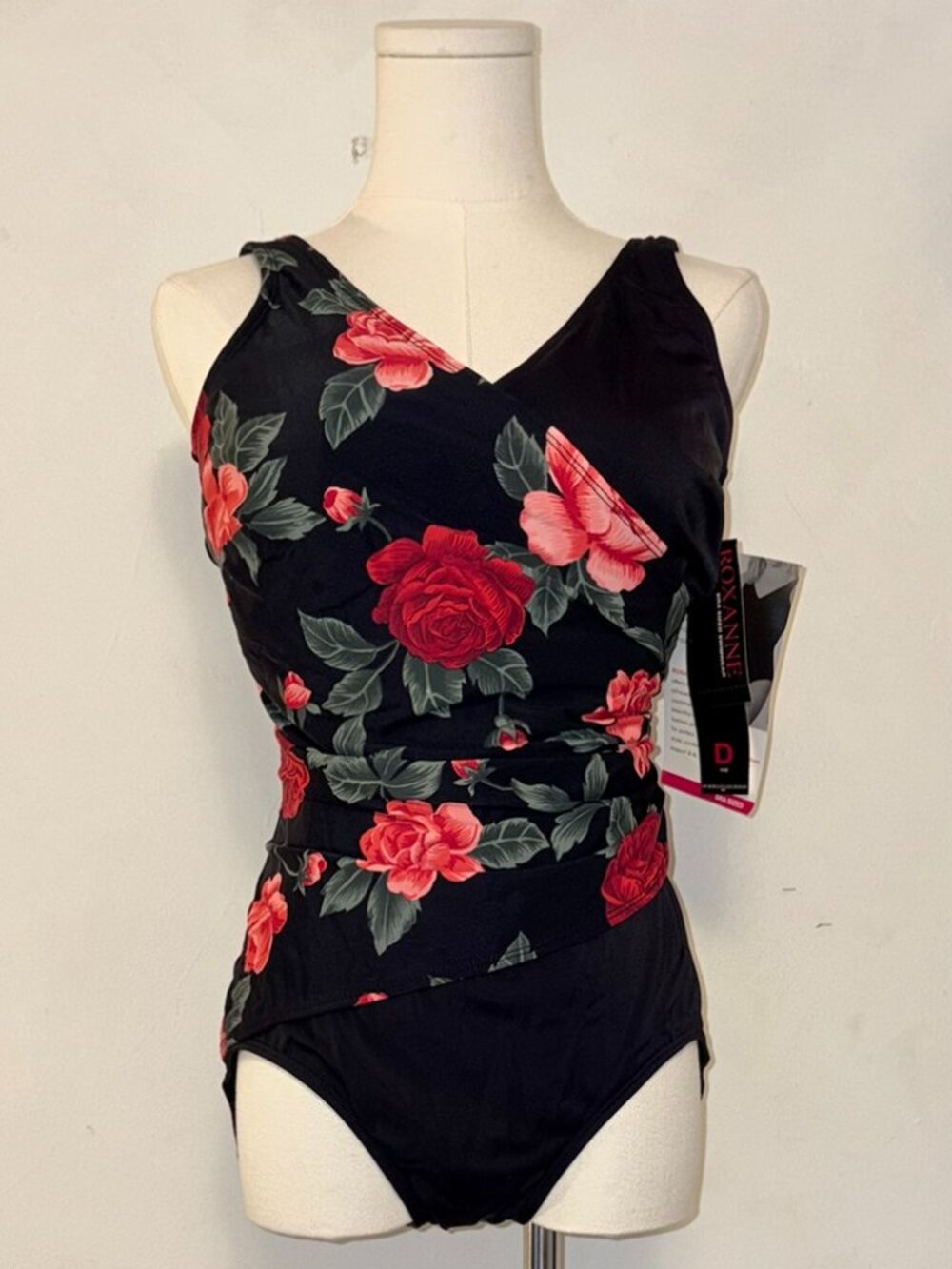NWT Roxanne Black Floral One Piece Swimsuit 14 / 38D
